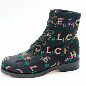 Chanel 2019 Interlocking CC Logo Multi Colored Combat Boots Size 37.5